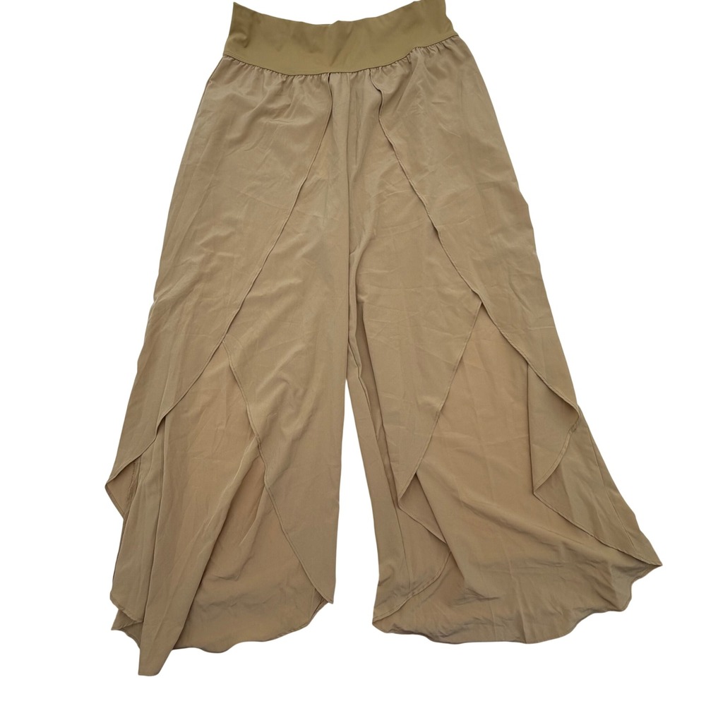 Halara Tan High Waisted Split Leg Tulip Breezeful Pants XL NWT Flowy Palazzo